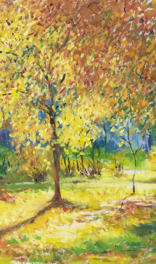 Autumn Park Impression Milan Italy Landscape 50x70cm by Leo Khomich