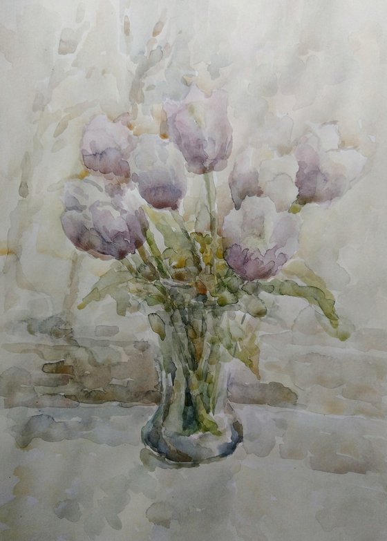 Tulips. Original watercolour painting.