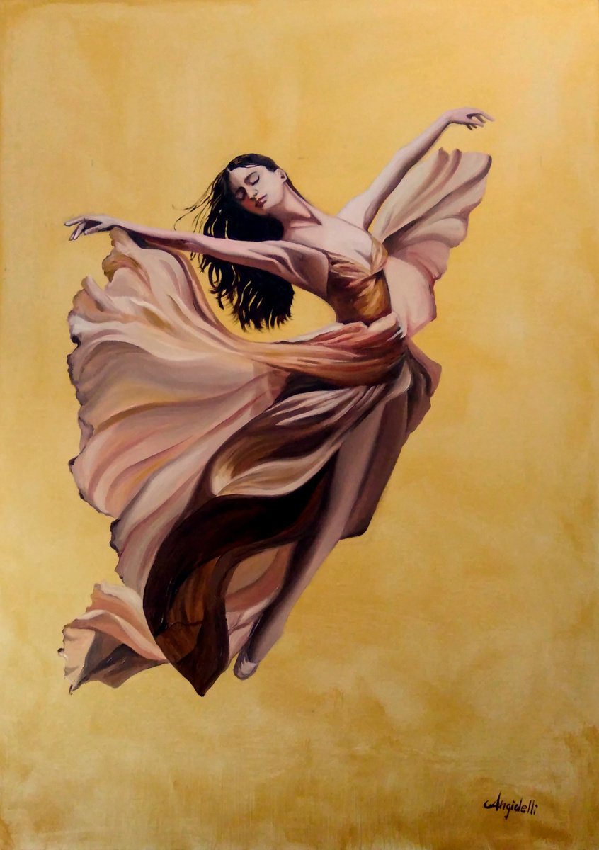 Photorealistic Portrait Oil Painting By Anna Rita Angiolelli, 20 X 28, Dance, Original Artwork