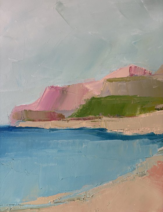 Calm multicoloured coastal ocean landscape