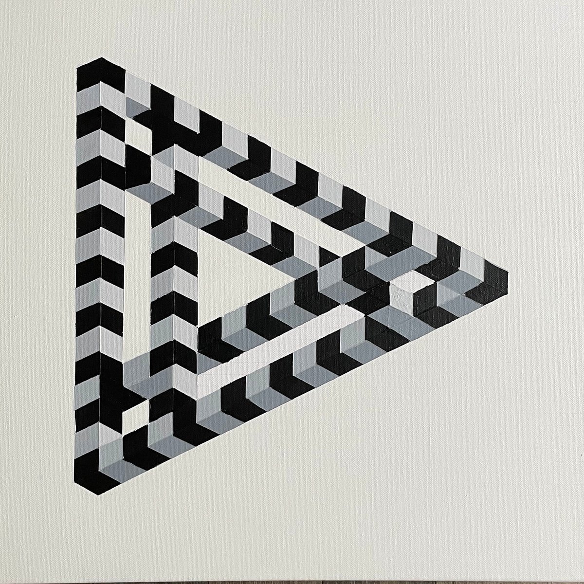 Geometric Abstract Acrylic Painting By Dominic Joyce, 20 X 20, Triangular Tensions, Original Artwork