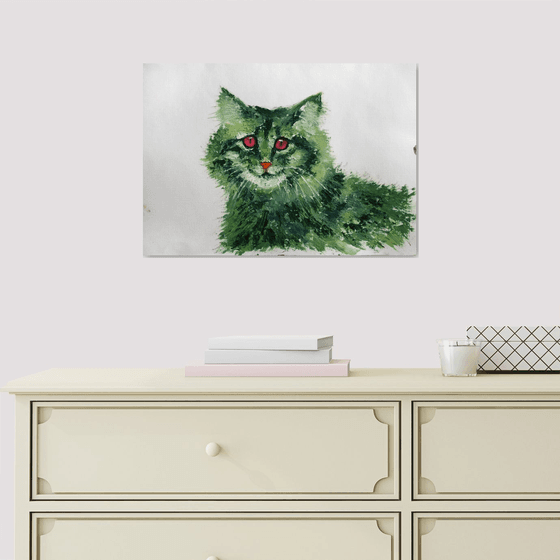 Colorful Cat, II / ORIGINAL OIL PAINTING