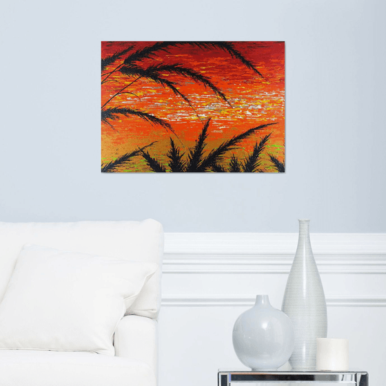 Red Sunset In The Grass