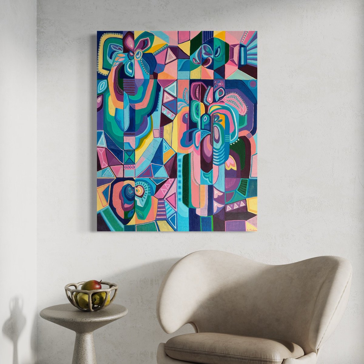 Abstract Acrylic Painting By Samantha Malone, 31 X 39", Fragments Of Hope, Original Artwork