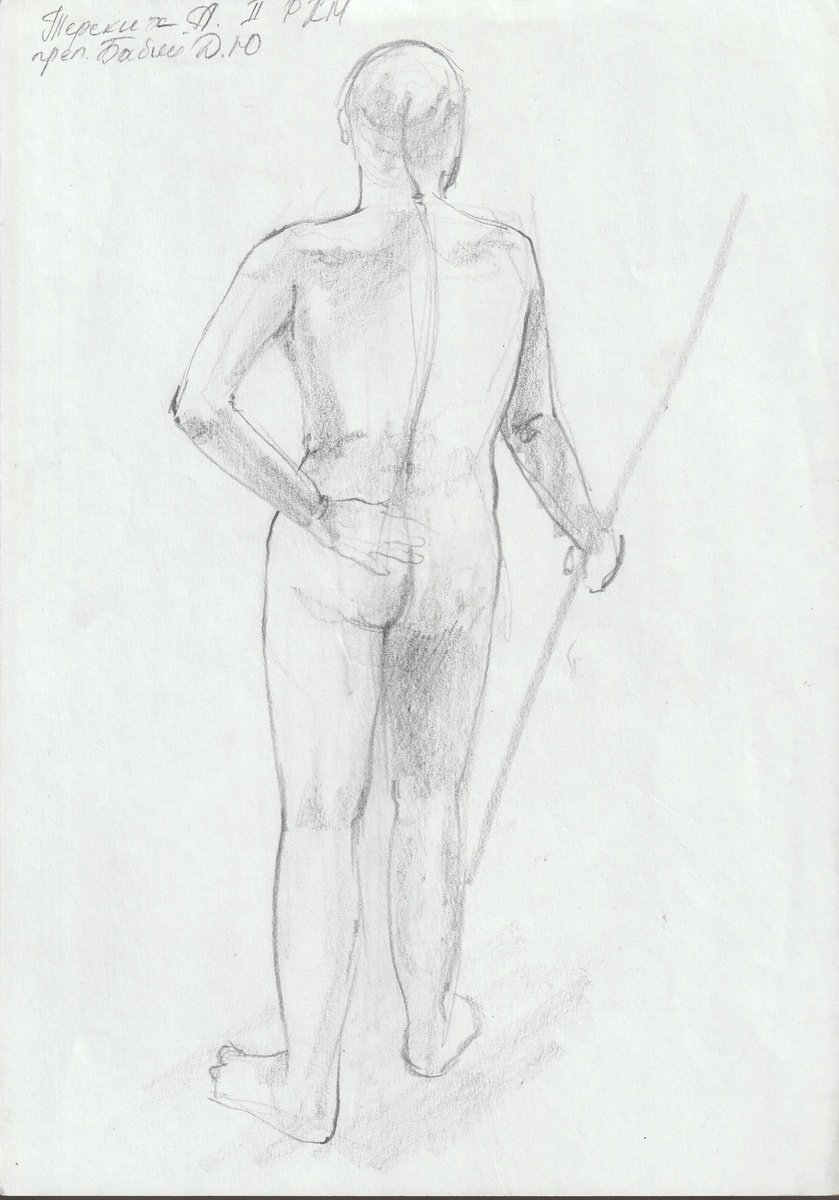 Portrait Pencil Drawing By Anastasia Terskih, 8 X 12, Nude, Original Artwork