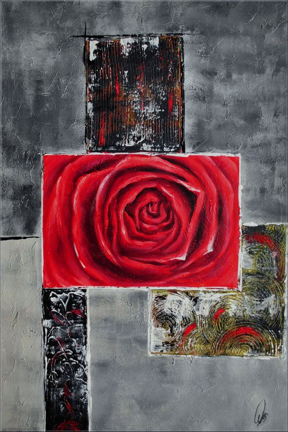 Red Rose acrylic abstract painting flowers blossoms nature painting canvas wall art