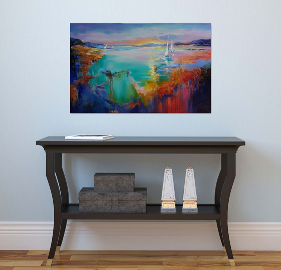 Evening symphony - Abstract Painting landscape, seascape