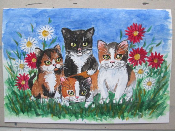 Kittens and Flowers
