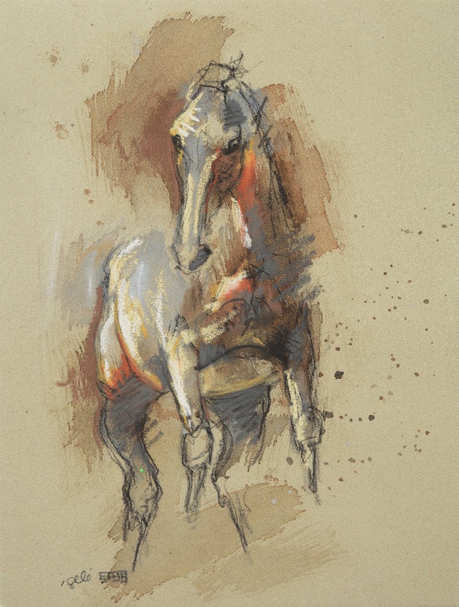 Expressive Pastel Drawing , Equine Nude 298 By Benedicte Gele, 7 X 9, Artwork For Sale On Artfinder