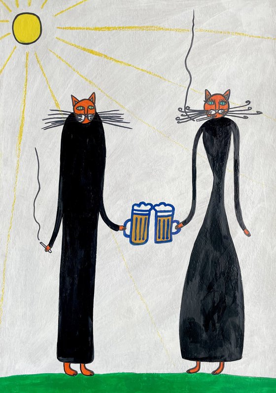 Cats with beer