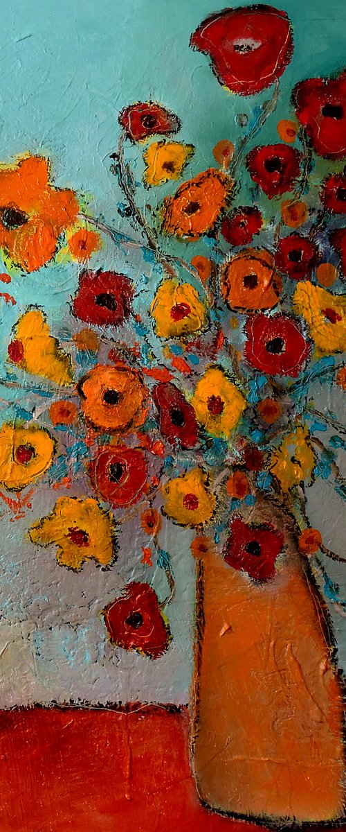 Red Tablecloth. by Veta  Barker