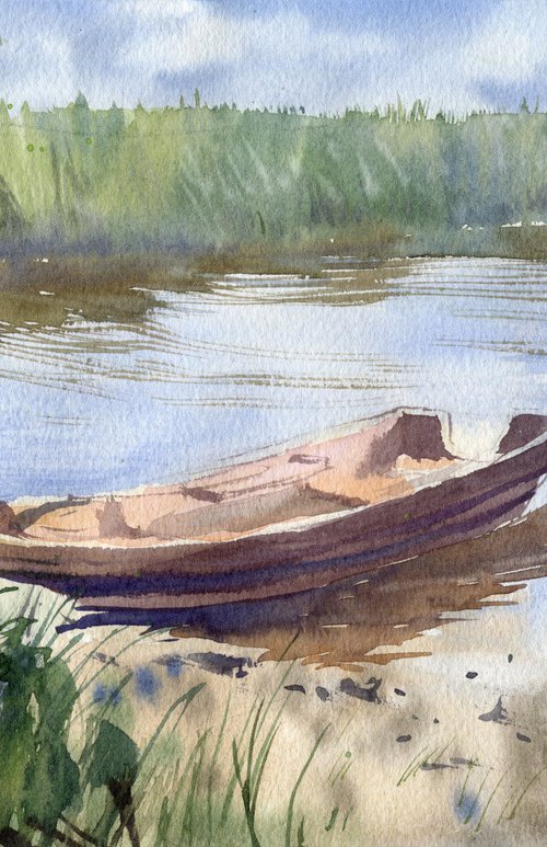 Boat on the Lake by SVITLANA LAGUTINA