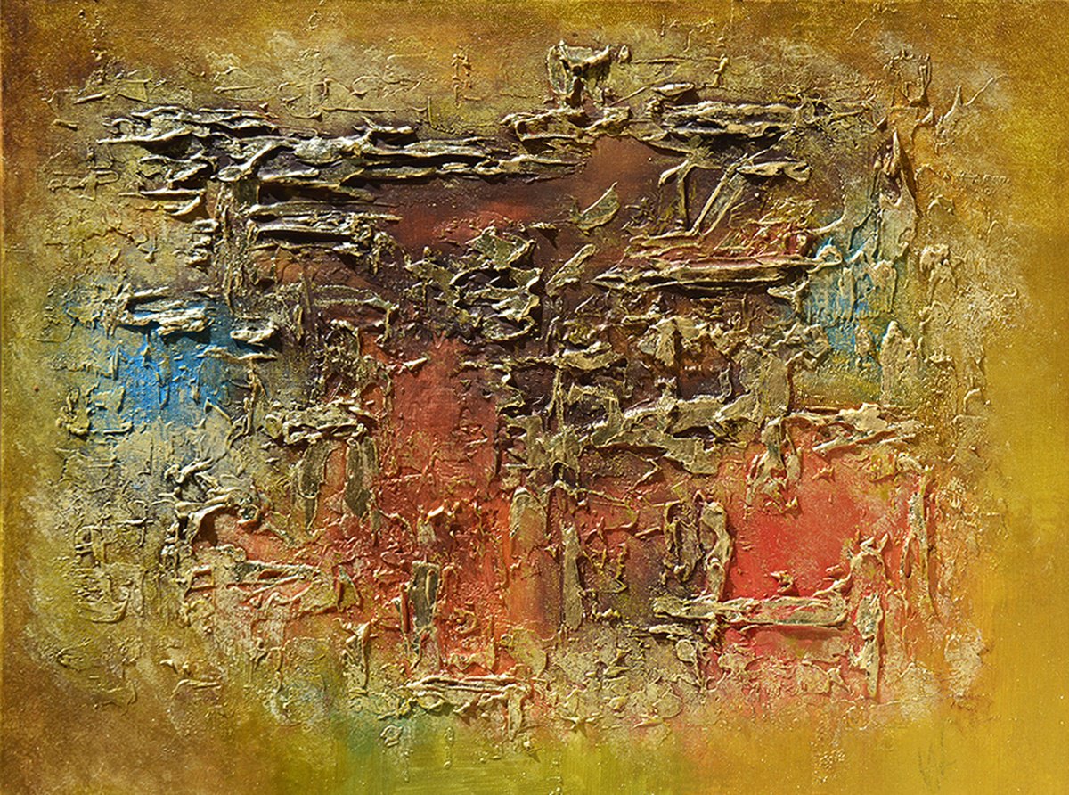 Abstract art - GOLDEN DREAMS - RICHLY TEXTURED ABSTRACT ORIGINAL PAINTING by VANADA ABSTRACT ART