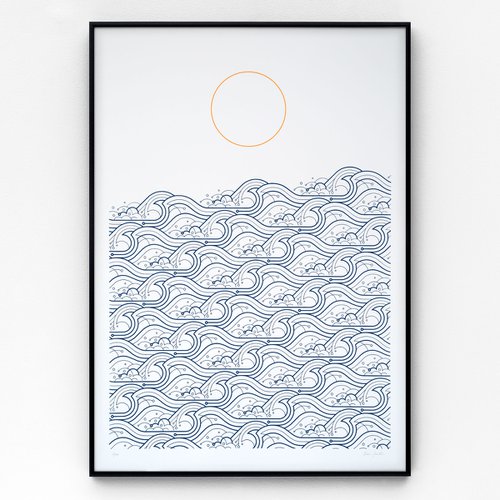 Waves A2 limited edition screen print by The Lost Fox