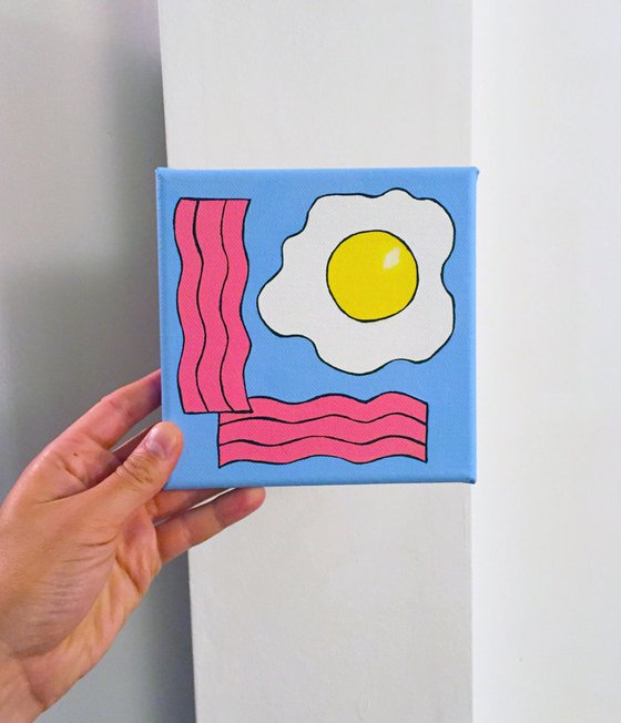 Fried Egg And Bacon Pop Art Painting Canvas