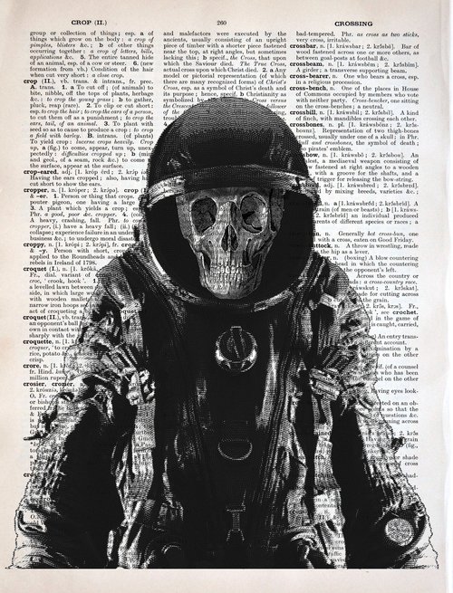 Astronaut Skull - Gothic Collage Art Print on Large Real English Dictionary Vintage Book Page by Jakub DK - JAKUB D KRZEWNIAK