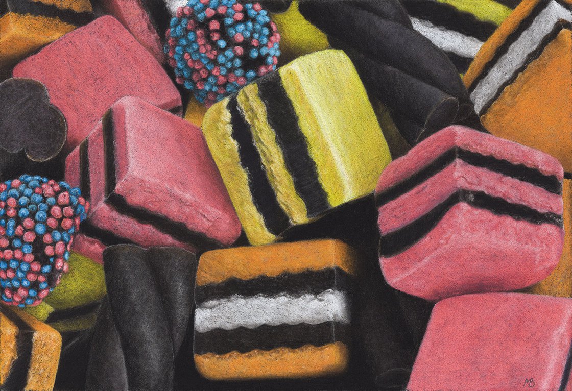 Original pastel drawing "Liquorice allsorts" Pastel drawing by Mikhail