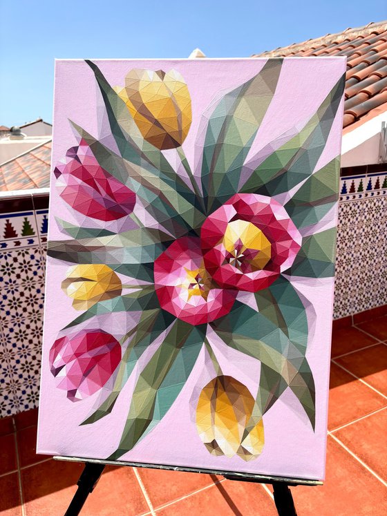 PINK AND YELLOW TULIP BOUQUET