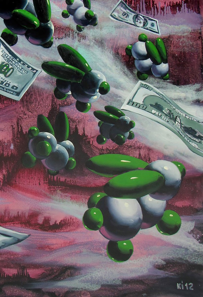 Urban And Pop Landscape Giclee Print By Igor Konovalov, 20 X 28, Green Wave, Original Artwork