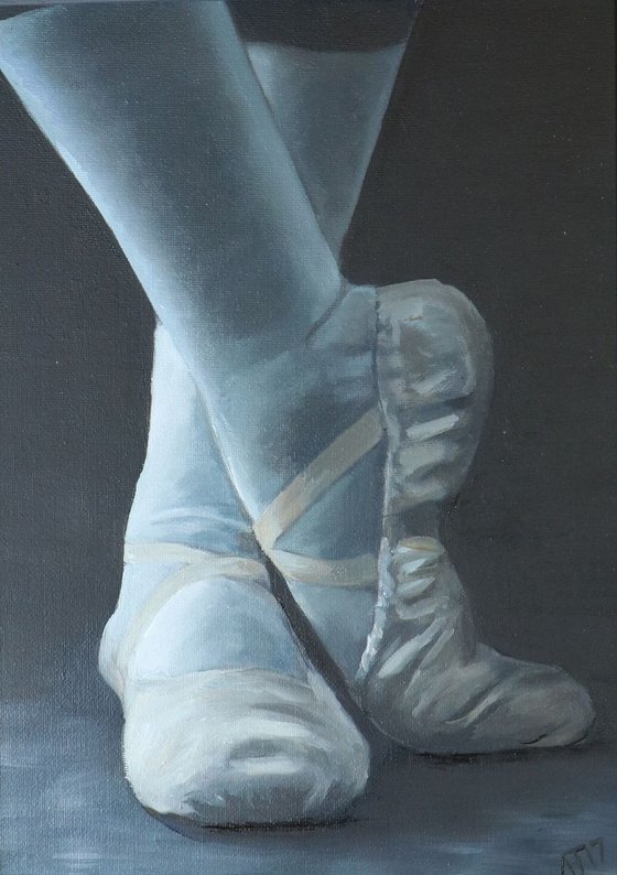 'Restbite' , Ballet Shoes, Ballet Painting, Ballerina, Dance, Framed and Ready to Hang