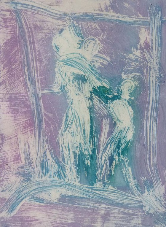 Mother and children, 41x29 cm