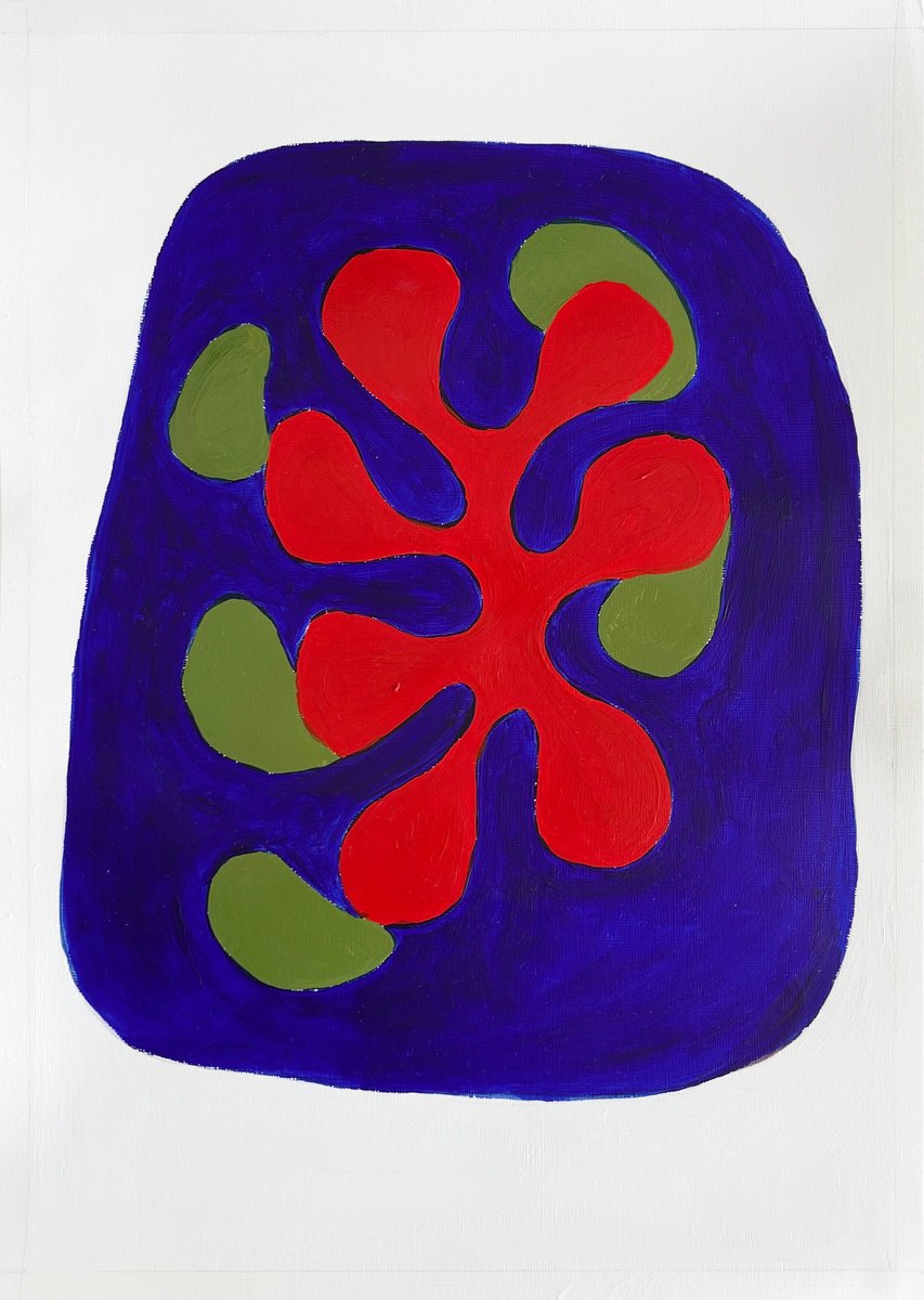 Organic Abstract Acrylic Painting By Maiia Axton, 11 X 16", Flowing Forms, Original Artwork