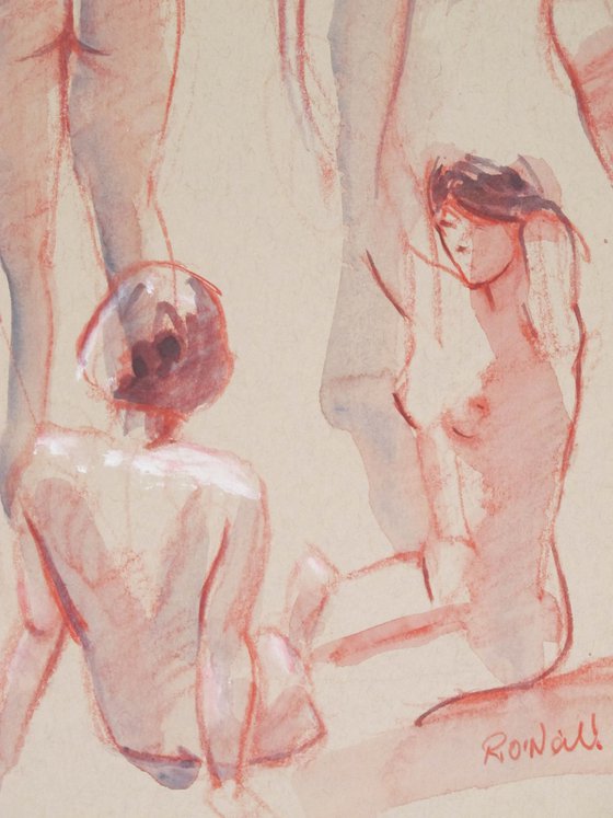 Studies of a female nude 5 poses