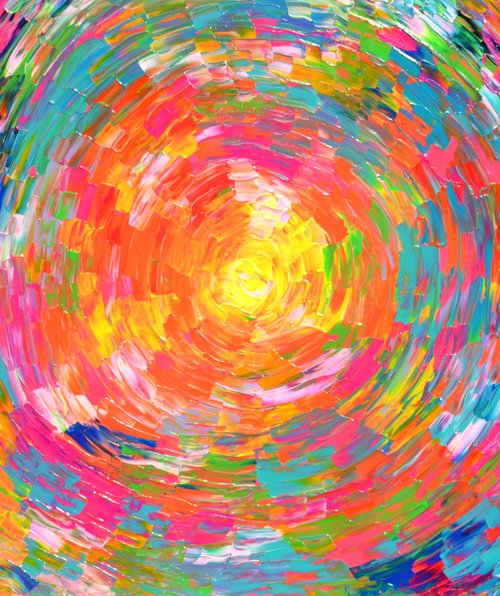 Rounded Gypsy Skirt - Large Palette Knife Colorful Painting Modern Abstract Big Painting - Ready to Hang, Office, Hotel and Restaurant Wall Decoration by Soos Tiberiu
