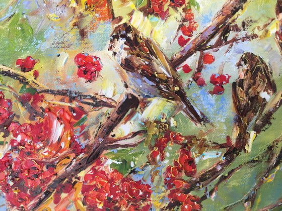 Sparrows in the Rowan-Tree