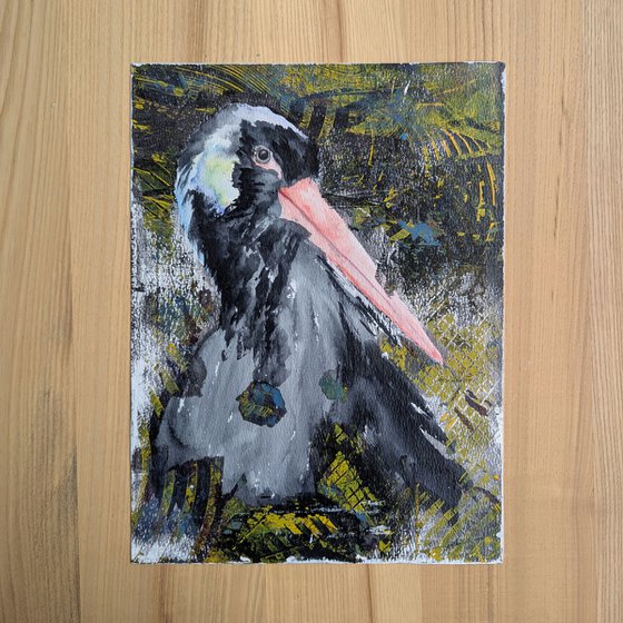 Black stork in Mixed Media