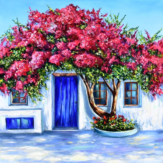 A House with Bougainvillea Oil painting by Yulia Nikonova Artfinder