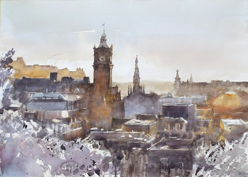 Edinburgh 2 70x50cm by Goran Žigolić Watercolors