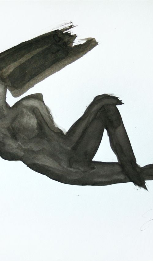 NUDE MODEL 8. SKETCH INK / ORIGINAL PAINTING by Salana Art Gallery