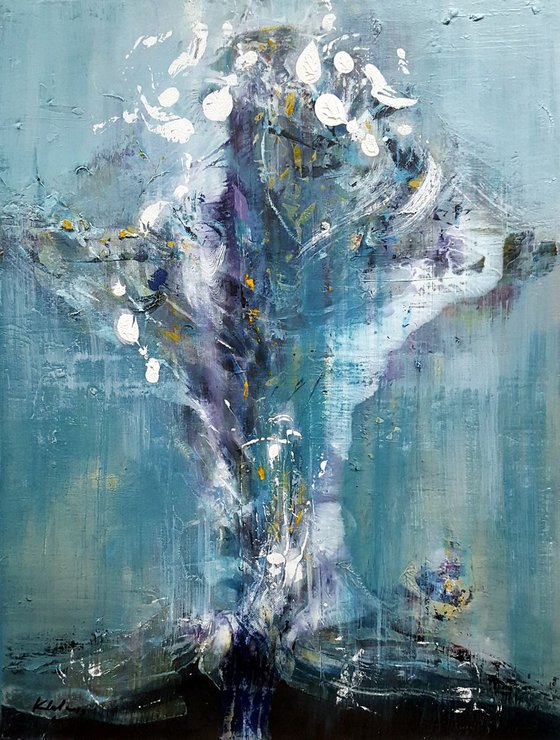 Oneiric still life abstract composition flowers of eternity blue chaos melancholia paintings by O KLOSKA