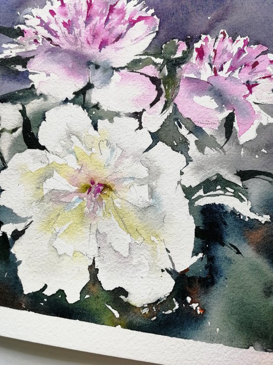 Peonies painting