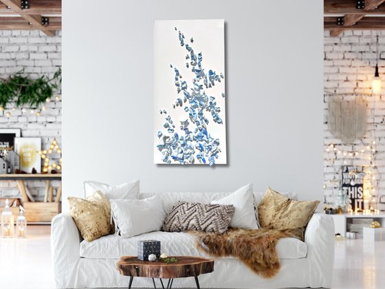 Whimsical Impermanence, blue #7 (24"x48")