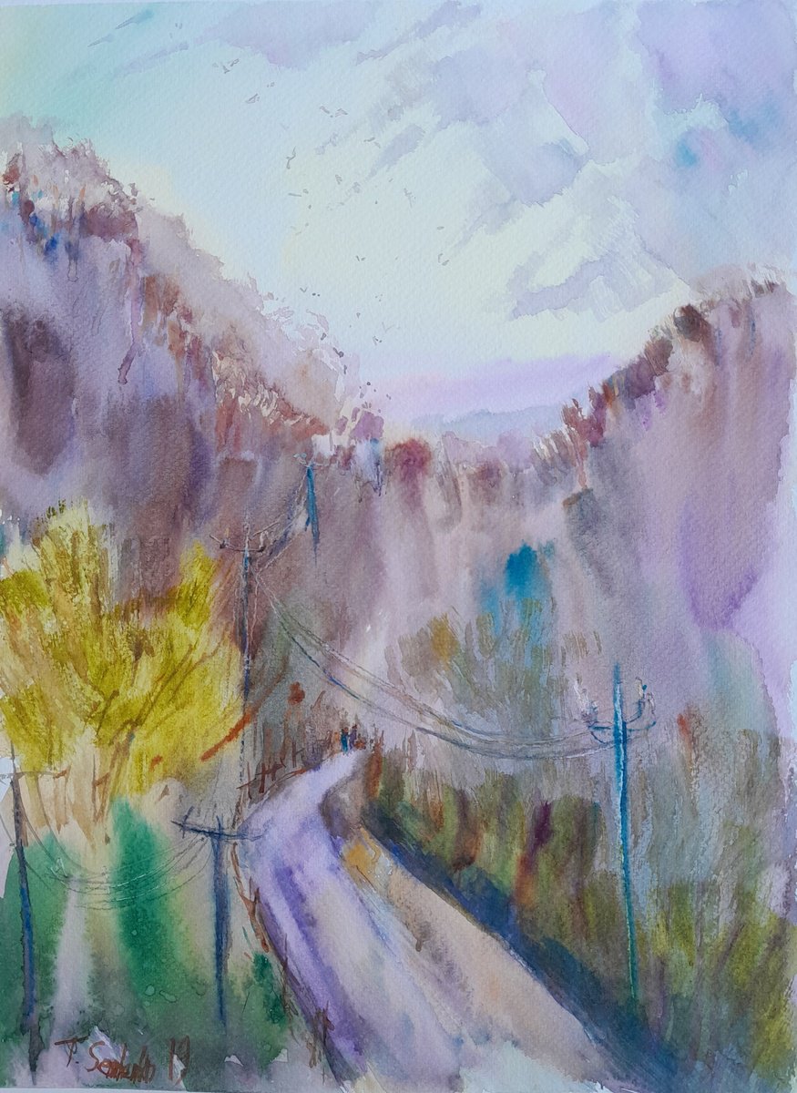 Impressionistic Watercolour , Autumn Morning. Ukraine By Tanya Sun, 11 X 15, Artwork For Sale On Artfinder