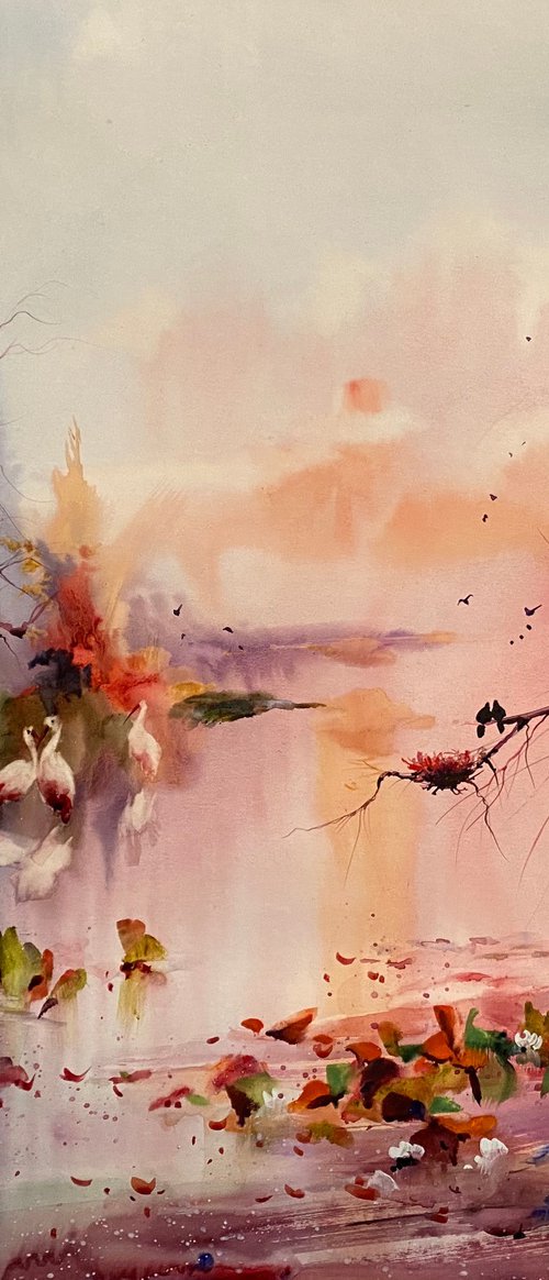 Sold Watercolor “Danube Love Story” perfect gift by Iulia Carchelan