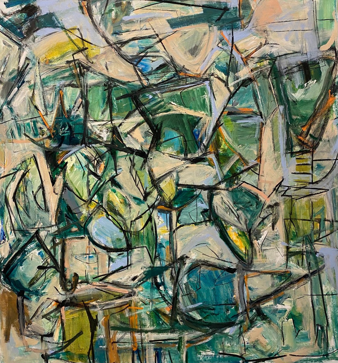 Geometric Abstract Acrylic Painting By Lloyd Tabing, 55 X 59", Hypnotic, Original Artwork