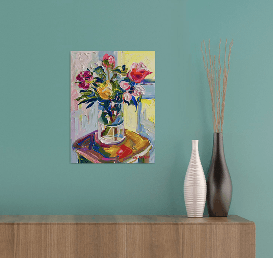 Still life with colorful roses