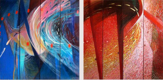 "Blue + Red" diptych