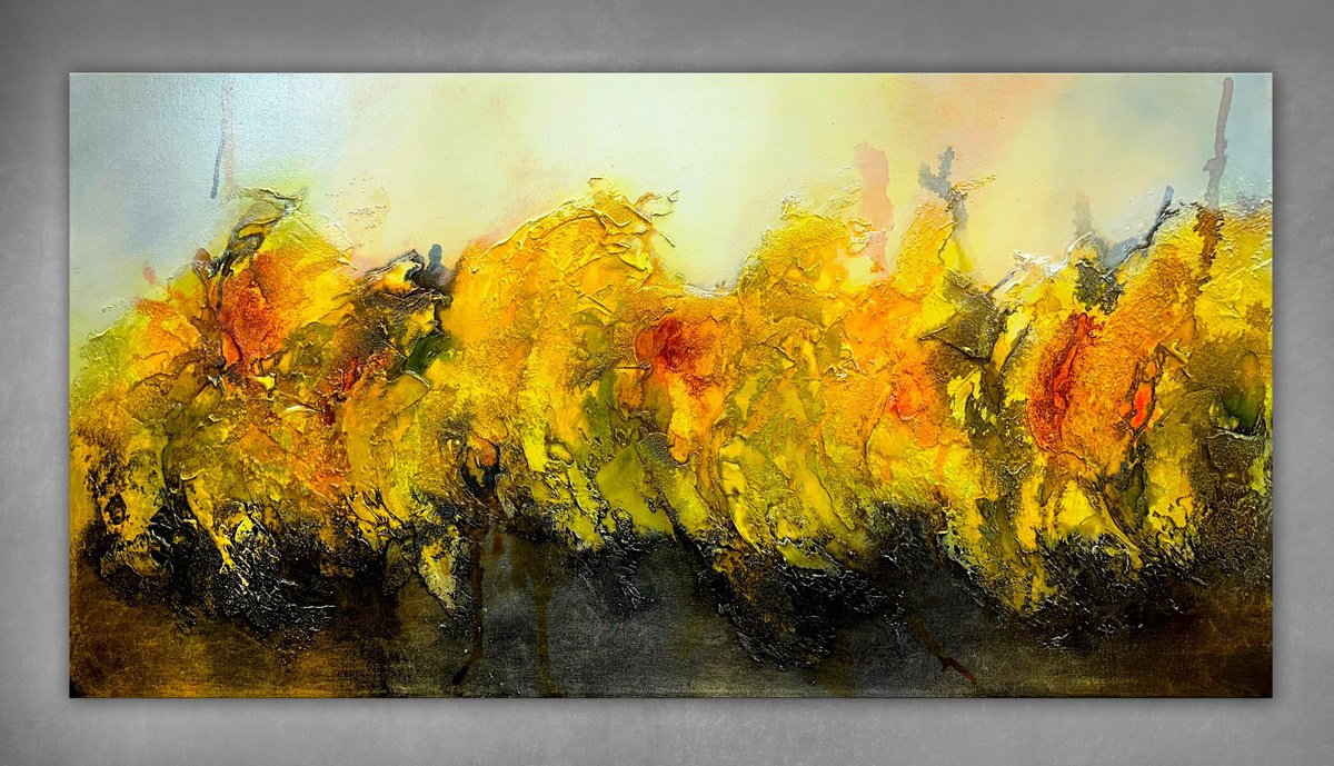 Abstract Acrylic Painting By Andrada Anghel, 48 X 24, Amber Hills, Original Artwork