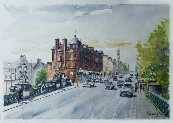 Kelvinbridge Glasgow Urban Watercolour Painting Scottish Artist