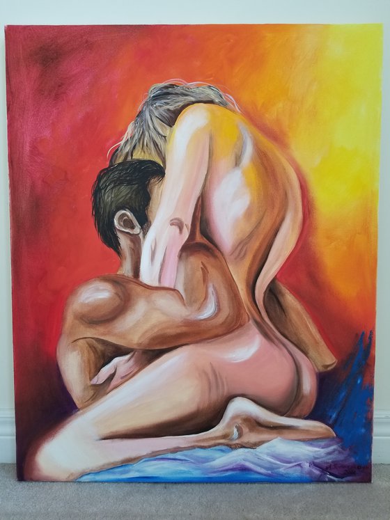 Twin Flame. Oil on Canvas. 24" x 30" x 1 1/2". 61 x 76.2 x 3.81 cm.