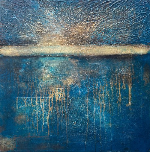 Textured mixed media painting on canvas by Heather Matthews