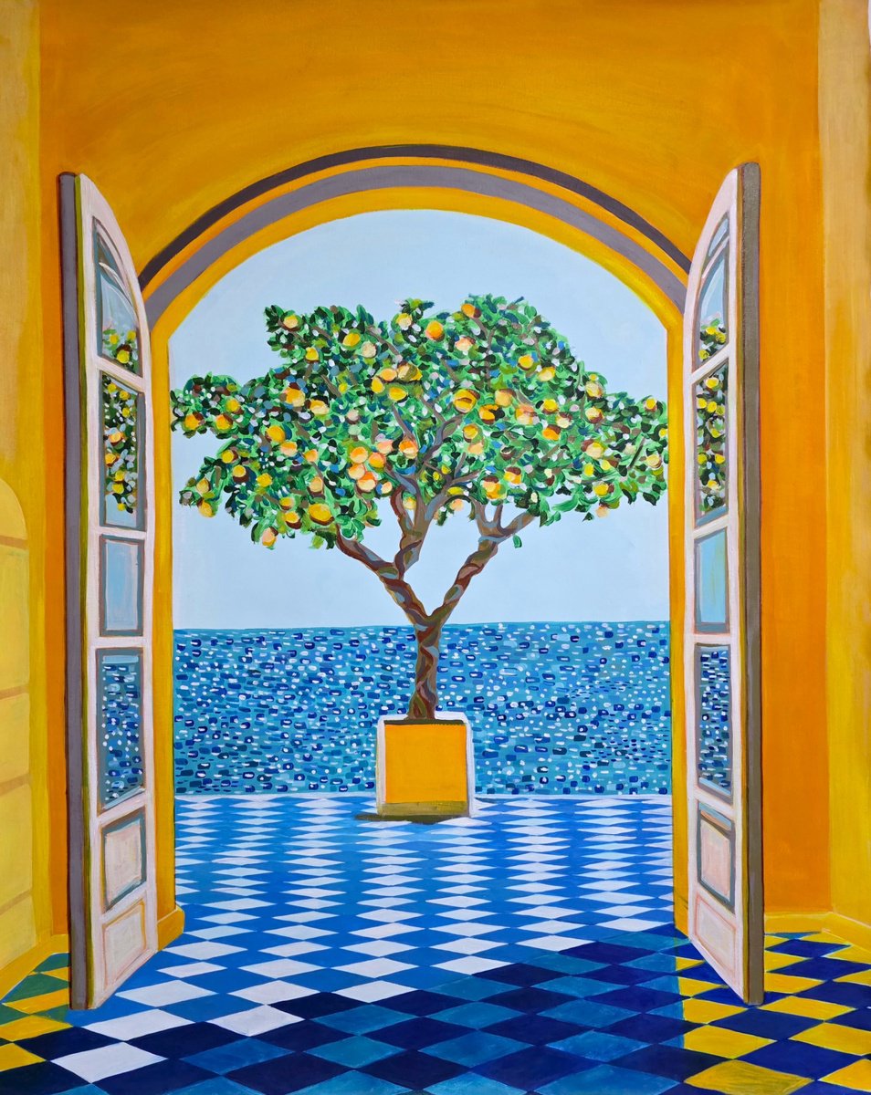 Seascape With Lemon Tree By Alexandra Djokic, 31 X 39, Artwork For Sale On Artfinder