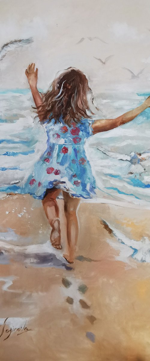 Large painting with the sea by Annet Loginova