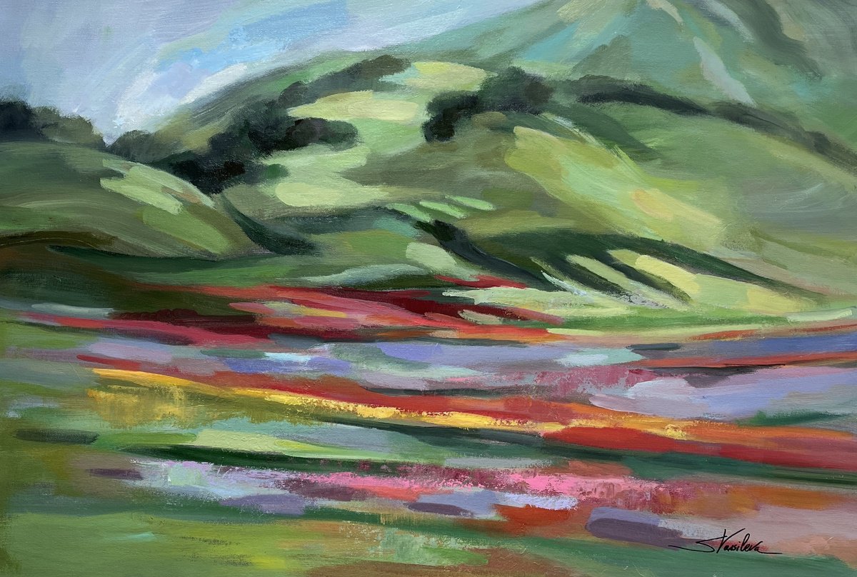  Emerald Mountain By Silvia Vassileva, 36 X 24, Artwork For Sale On Artfinder