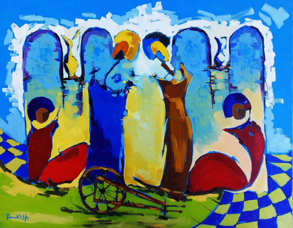 Abstract Portrait Oil Painting By Artyom Basenci, 28 X 22, Abstract - Rural(55X70Cm, Oil Painting, Ready To Hang), Artfinder