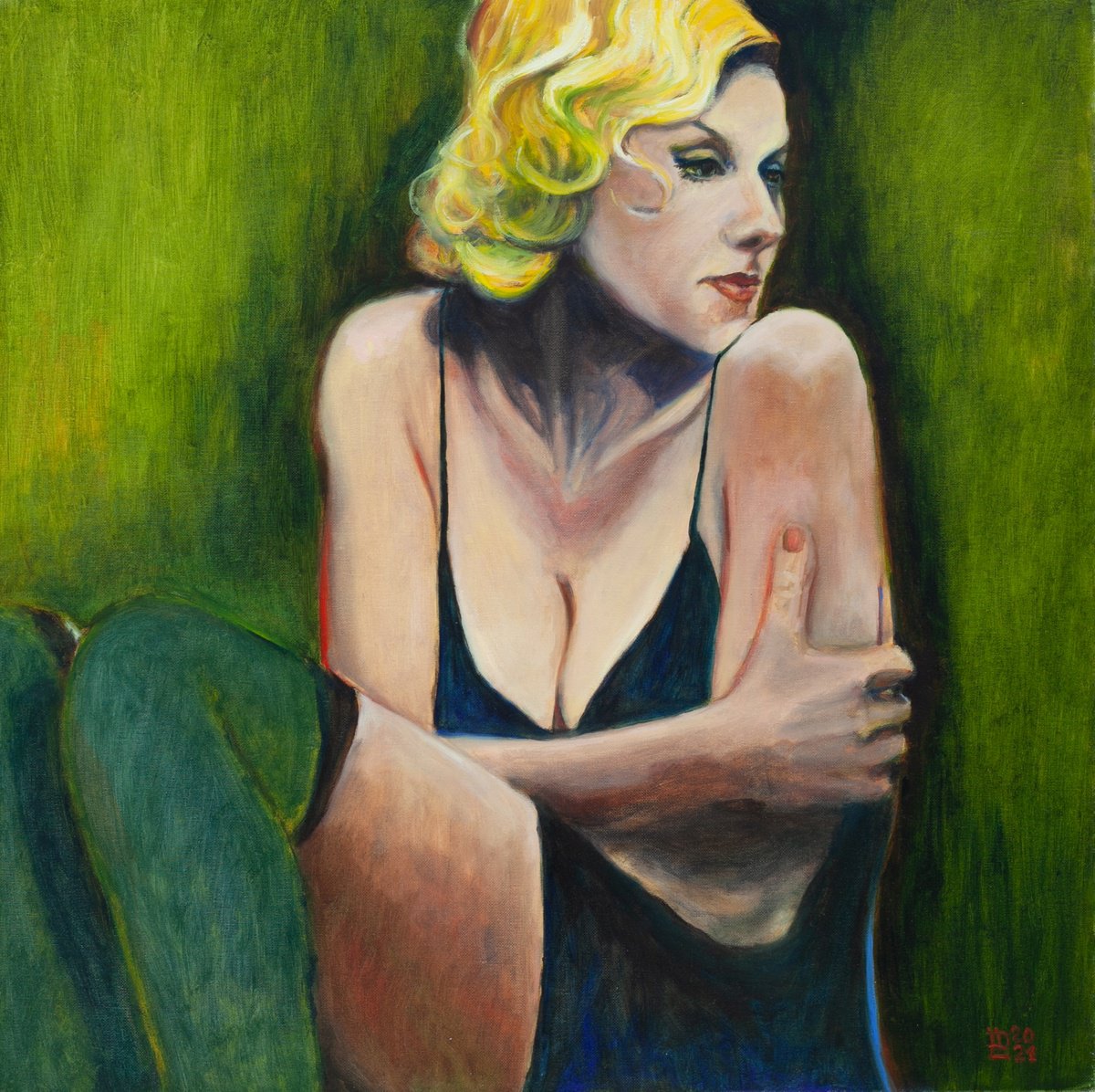 Impressionistic Portrait Oil Painting By Liudmila Pisliakova, 20 X 20", Greta, Original Artwork